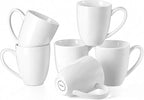 White Porcelain Coffee Mugs Set of 6, 13 Ounce Coffee Cups with Handle, Ceramic Tea Mugs for Latte, Hot Tea, Cappuccino, Mocha, Cocoa, Mug Gift Set, Dishwasher and Microwave Safe