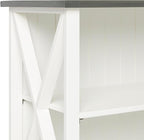 Walker Edison Solid Wood Farmhouse Storage Console, 52 Inch, White/Grey Wash