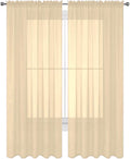 2 Piece Solid Elegant Sheer Curtains Fully Stitched Panels Window Treatment Drape (54" X 95", Beige)