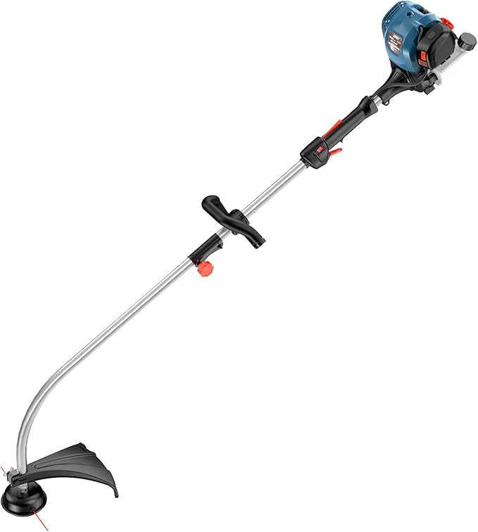 SENIX 4QL 26.5 cc Gas Weed Wacker, GTC4QL-L String Trimmer and Edger Lawn Tool with Curved Shaft, Front D-Handle, Bump Feed, 17 Inch Cutting Width
