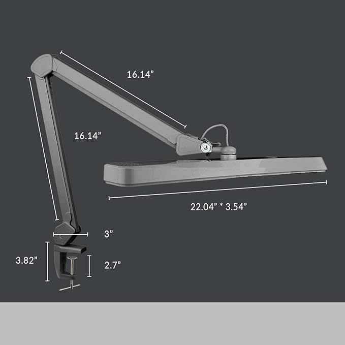 Neatfi XL 2,500 Lumens LED Task Lamp, 30W Super Bright Desk Lamp with Clamp, 162 Pcs SMD LED, Eye-Caring LED Lamp (Non-CCT, Silver)