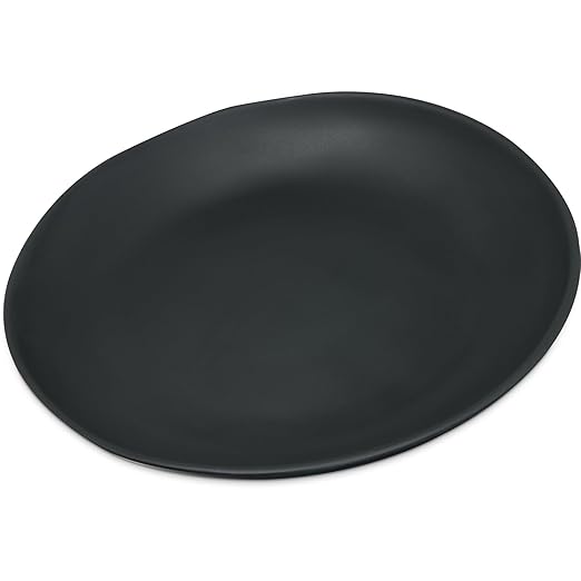 Carlisle FoodService Products Ridge Reusable Plastic Plate Dinner Plate for Home and Restaurant, Melamine, 10.5 Inches, Slate, (Pack of 12)