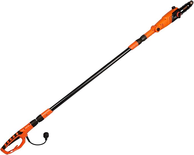 8-Inch Corded Electric Pole Saw 8-Amp Telescoping Power Pole Saw Auto Oiling Multi-Angle Pole Chainsaw for Tree Trimming Courtyard Household