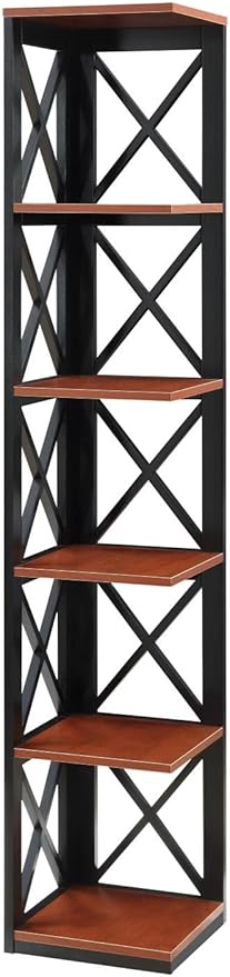 Convenience Concepts Oxford 5 Tier Corner Bookcase, Cherry / Black