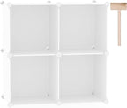 C&AHOME Cube Storage Organizer, 4-Cube Shelves Units, Closet Cabinet, DIY Plastic Modular Book Shelf Ideal for Bedroom, Living Room, Office, 24.8" L x 12.4" W x 24.8" H Milky UPCS04M