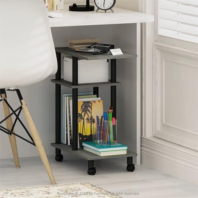Furinno Turn-N-Tube 5-Tier Multipurpose Shelf / Display Rack / Storage Shelf / Bookshelf, Square Tubes, Light Cherry/Black