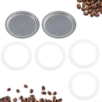 Moka Pot Replacement Parts Set with 2 Stainless Steel Filters and 4 Silicone Gasket Seals for 3 6 9 Cup Espresso Maker Coffee Accessories(9Cup)
