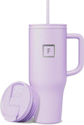 IRON °FLASK 40 oz Co-Pilot Insulated Travel Mug | Insulated Travel Mug with Straw & Flip Cap Lids - Cup Holder Fit, Leakproof, BPA Free (Lavender)