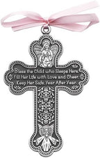 Cathedral Art CM7 Baby Girl Cross Crib Medal, 3-Inch High, Metal