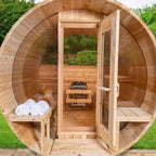 Smartmak Customized Outdoor Wood Barrel Steam Sauna, 2-10 Person Home Traditional Canadian Wooden Spa Room, with DIY Heating Stove, Rocks, Water Bucket, Spoon, Light, for Backyard, Garden, 195 ℉