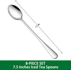 DEHOV 7.5 Inches Stainless Steel Iced Tea Spoons,Set Of 8 Long Stirring Spoons For Coffee,Cocktail,Ice Cream,Long Handle Iced Teaspoons,Latte Spoons For Mixing