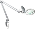 Bifocals LED Magnifying Lamp with Clamp, 5 Diopter with 20 Diopter, 5 Inch Magnifier Glass Lens, 1200 Lumens Dimmable Magnifier Lamp for Desk Craft Hobby with 60PCS Bright LEDs