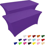 IVAPUPU 4FT Table Cloth for Rectangular Fitted Events Stretch Purple Table Covers Washable Cover Spandex Tablecloth Protector for Party, Wedding, Cocktail, Banquet, Festival