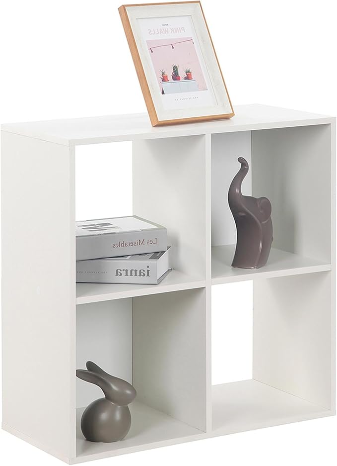 PACHIRA E-Commerce Wooden Storage Cubes Bookcase, Unit Shelf, Closet Cabinet, Organizer Rack in Living Room, Bedroom, Study, 4 Cube, White