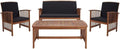 SAFAVIEH Outdoor Collection Rocklin Natural/ Black Cushion 4-Piece Conversation Patio Set