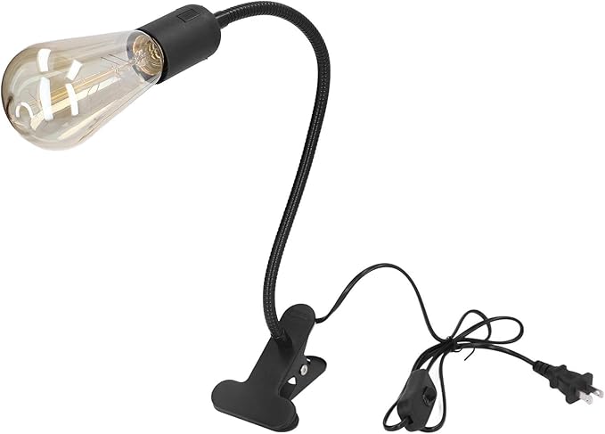 E27/E26 Clip Desk Lamp Light Socket, Desk Light Adapter Eye 360 ° Flexible Gooseneck Clip Light Bulb Holder for Desk Office Clamp Light Bulb Stand with On/Off Switch(#1)