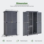 MCombo Outdoor Storage Cabinet, Wooden Storage Shed with Latch, Outside Garden Tool Shed with 2 Doors for Patio Yard Lawn, 0808 (Grey, Medium)