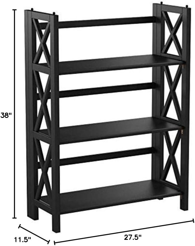 Casual Home Montego 3-Shelf Folding Bookcase, Black