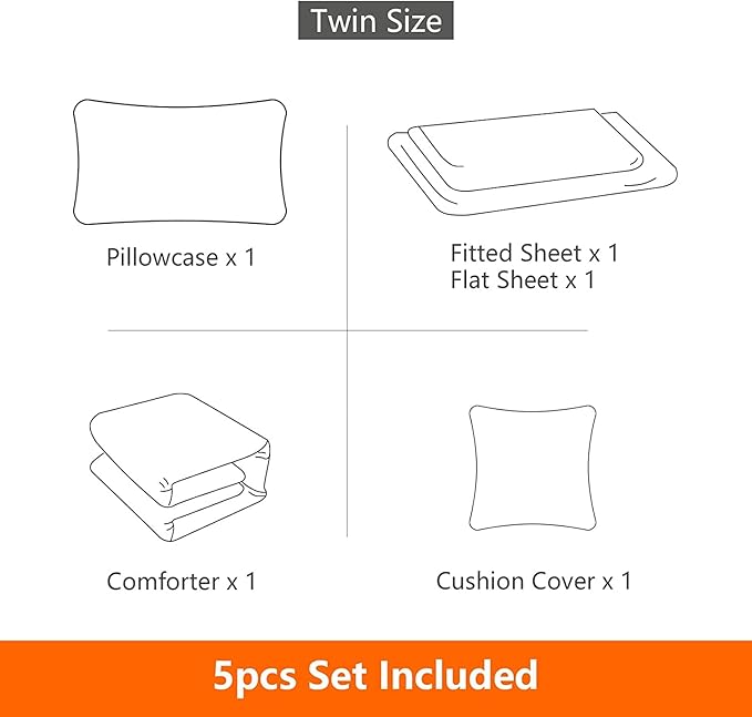 Kids Gaming Bedding Sets, 5 Piece Gamer Comforter Sets for Teens Boys Twin Size for Bedroom Comforter Set Adult 3D Gamepad Microfiber Bedding Sets Fits All Season