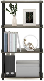 Furinno (99557GYW/BK) Turn-N-Tube 4-Tier Multipurpose Shelf Display Rack - French Oak Grey/Black