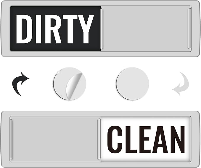 KitchenTour Dishwasher Magnet Clean Dirty Sign, Upgrade Super Strong Clean Dirty Magnet for Dishwasher, Large Text Easy to Read Non-Scratch Magnetic Indicator Kitchen Decor, Silver