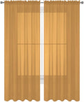 2 Piece Solid Elegant Sheer Curtains Fully Stitched Panels Window Treatment Drape (54" X 95", Gold)