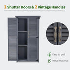 MCombo Outdoor Storage Cabinet, Wooden Storage Shed with Latch, Outside Garden Tool Shed with 2 Doors for Patio Yard Lawn, 0808 (Grey, Medium)