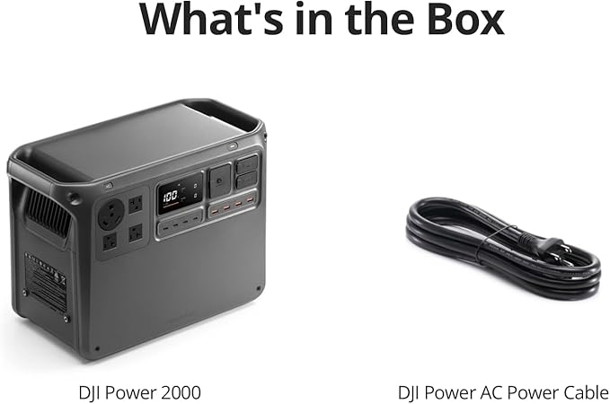 DJI Power 2000 Portable Power Station, 2048Wh LFP Battery, Compact Size, 3000W Stable Output, 0-80% Recharge in 55 Mins, Electric Generator for Home, Camping & RVs, Off-Grid