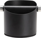DIBTSA Espresso Knock Box, Stainless Steel Coffee Grounds Knock Box, With Removable Knock Bar and Non-Slip Rubber Base (Black)