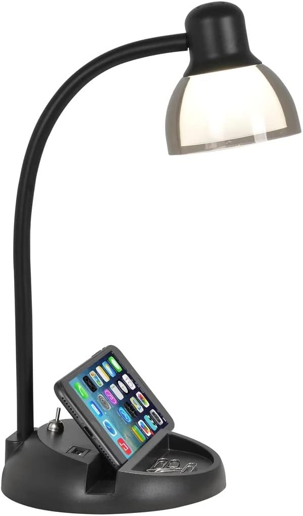 SIMPLEE ADESSO Charging Station LED Desk Lamp, Black Finish