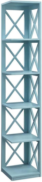 Convenience Concepts Oxford 5 Tier Corner Bookcase, Sea Foam