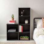 IRIS USA, Inc. Small Spaces Wood, Bookshelf Storage Shelf, Bookcase, 4-Tier, Black