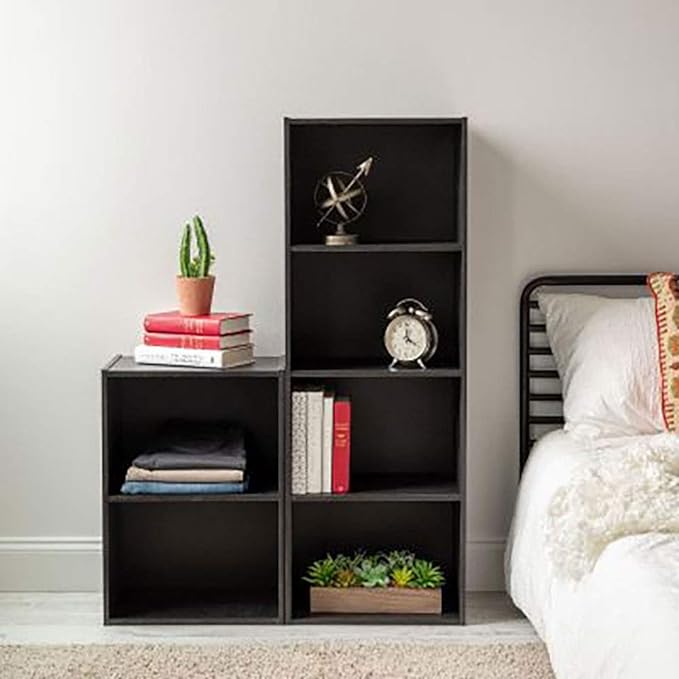 IRIS USA, Inc. Small Spaces Wood, Bookshelf Storage Shelf, Bookcase, 4-Tier, Black