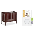3-in-1 Portable Folding Crib Bundle with Sunset Extra Firm Fiber Mini Crib Mattress, 41x26x40 Inch and 38x24x3 Inch