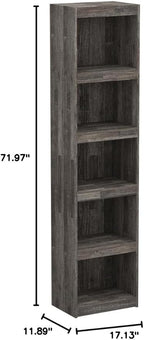 Signature Design by Ashley Derekson Rustic Pine Grain Finished Pier with 3 Adjustable Shelves, Multi Dark Gray