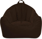 Posh Creations Structured Comfy Bean Bag Chair for Gaming, Reading, and Watching TV, Malibu Lounge, Microsuede - Chocolate