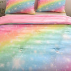 NINENINE Rainbow Bedding Sets,Pink Comforter Sets for girls,Girls Bedding Sets Full,Full Size Comforter Set for girls,Galaxy Comforter Toddler Bedding Set with 1 Comforter 2 Pillowcases