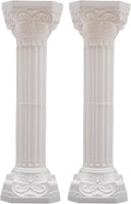 Roman Columns Wedding Column Stand Roman Pillar Plant Stand Plastic Greek Column Statue Pedestal Flower Pot Holder Decor, Wedding Event Party Elegant Decorative Column (White, 2Pcs, 10.63x34.65 Inch)