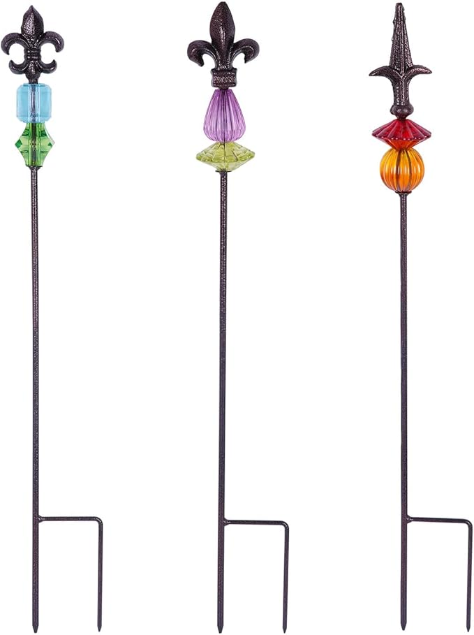 Garden Stake Outdoor Metal Garden Stake Plant Pick Cute Metal Stick Art Ornament Decor for Lawn Yard Patio,3PCS, 25" H Magic Wand