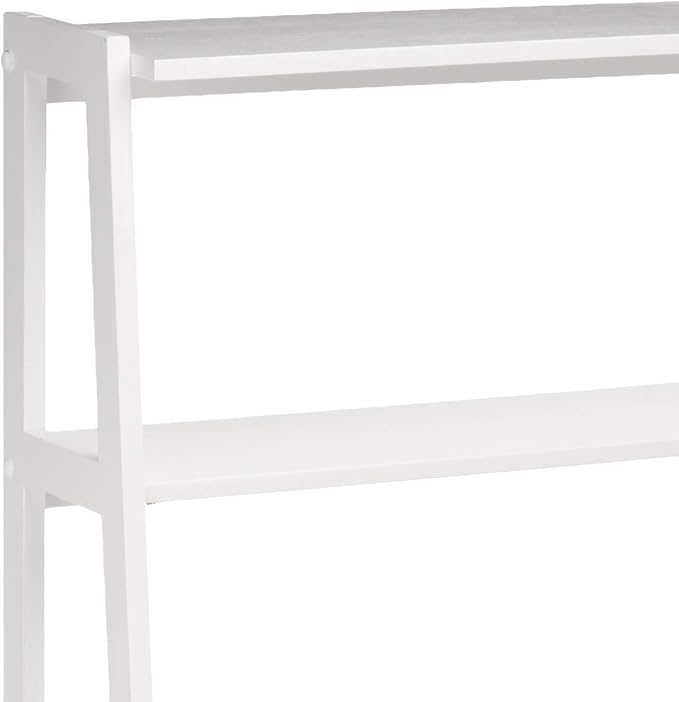 Amazon Basics Rubberwood 5 Shelf Ladder Bookcase, White, 15.03" D x 25.98" W x 74.48" H