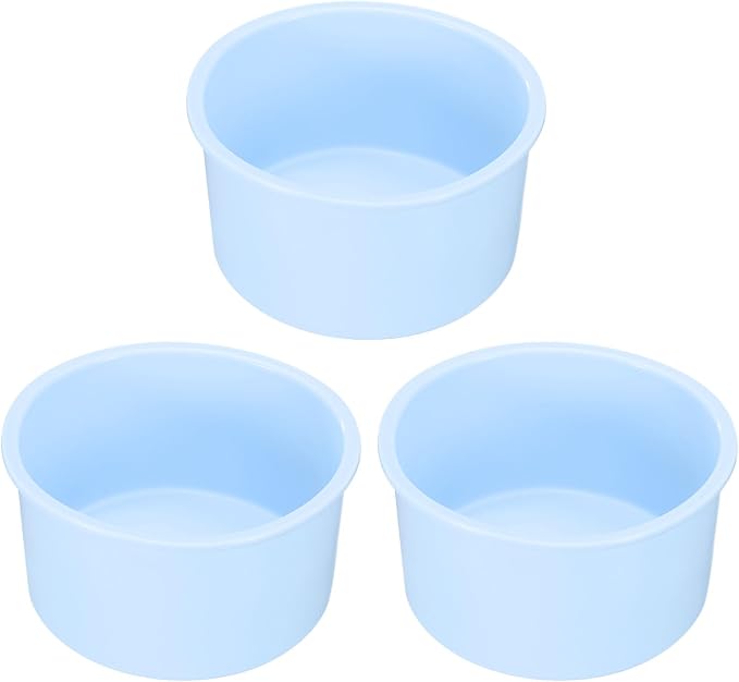 uxcell 3-Piece Round Cake Pans, 4-Inch Silicone Molds for Baking, Nonstick & Quick Release Circle Pans for Layer, Smash & Cheese Cakes - Light Blue