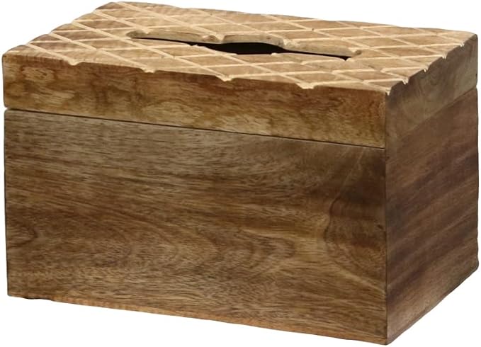 Modern Decorative Wooden Tissue Box Cover Rectangle Tall – Aesthetic Kleenex Box Holder for Kitchen, Bathroom, Office – Cute Wood Kleenex Box Covers
