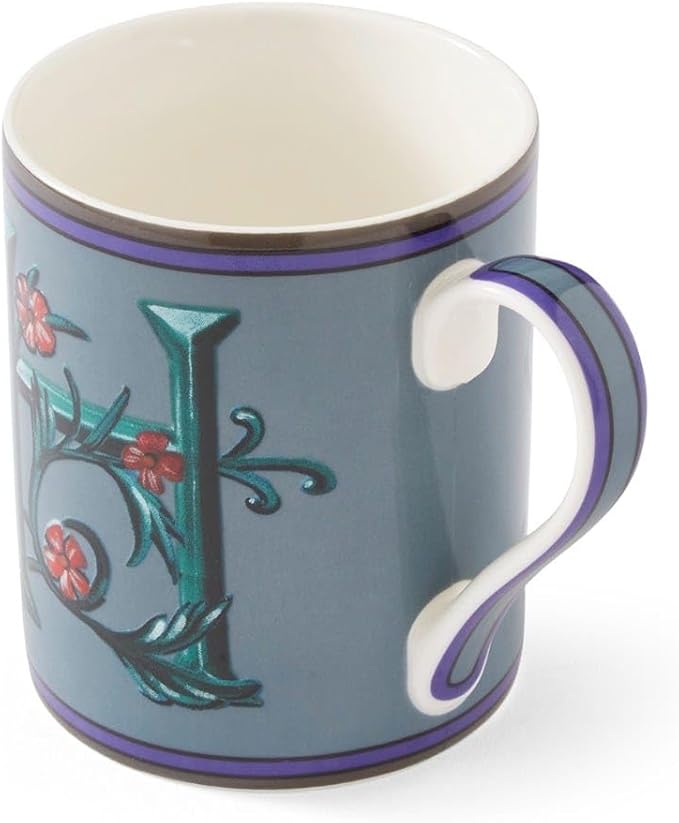 Spode Kit Kemp 12oz Mug in Fine China, H Initial - Custom Coffee Cup for Hot Beverages, Personalized Gift Idea for Her, Him, Friends, Coffee Lovers - Stylish Letter Mug for Daily Use, Dishwasher Safe