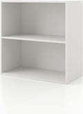 Apexa 2-Tier Cube Storage Organizer Shelves, Stackable Wood Bookcase Fits Cubby Bins for Organization, Dorm Teen Room Decor & Home Office, White