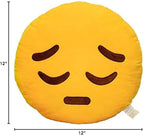 EvZ Official Certified Pensive Emoji Pillow - 32cm Large Soft Plush Sad Thinking Face Emoticon Cushion - Cute Quiet Decorative Stuffed Toy for Bedroom, Calm Decor & Sympathy Gift (Yellow)