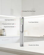 CIRCLE JOY Rechargeable 2-Speed Handheld Milk Frother with Stand, Dual Spring Whisk Electric Foamer, Portable & Detachable Coffee Frother Wand, Drink Mixer for Lattes, Macchiato, Hot Chocolate, Silver