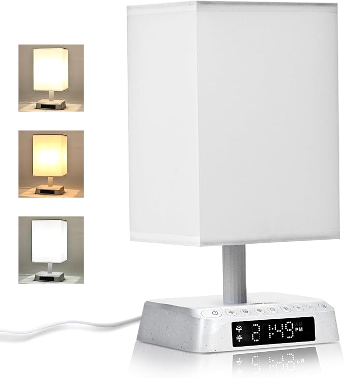 Nightstand Lamp Sound and Light Awakening Bioclock Adjustment lamp Sunrise Wake up lamp Built-in White Noise 3 Color Adjustable for Livingroom Bedroom Office Reading Working