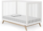 dadada Baby Soho 3-in-1 Convertible Crib – Made in Italy, GREENGUARD Gold, Adjustable Mattress Height, Solid Beechwood – Baby-Safe Finish, Modern Design 53.15 x 29.95 x 36.7 in (White + Natural)