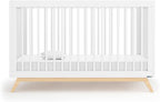 dadada Baby Soho 3-in-1 Convertible Crib – Made in Italy, GREENGUARD Gold, Adjustable Mattress Height, Solid Beechwood – Baby-Safe Finish, Modern Design 53.15 x 29.95 x 36.7 in (White + Natural)