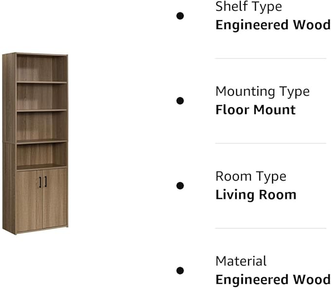 Sauder Beginnings Bookcase With Doors/ Book shelf, Summer Oak finish